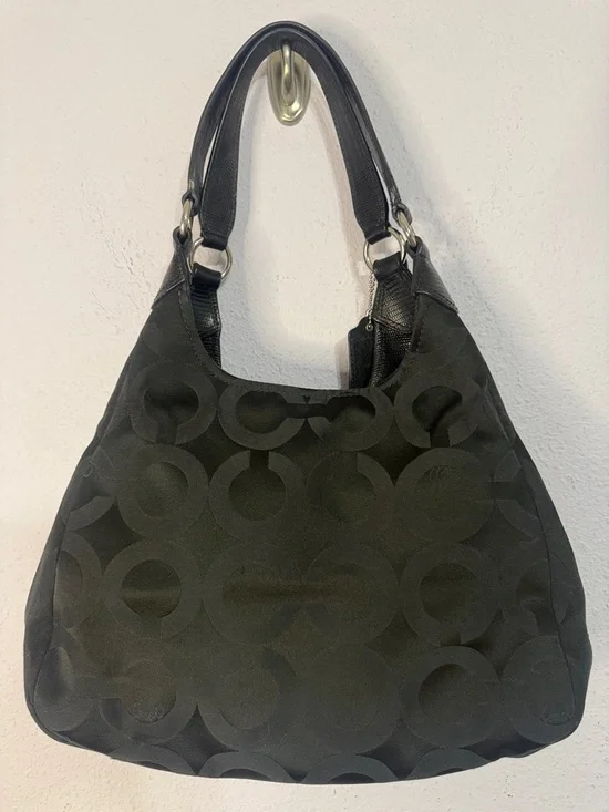 Coach Black Y2K Madison Maggie Op Art Sateen Shoulder Bag with Silver Hardware - Picture 5 of 15